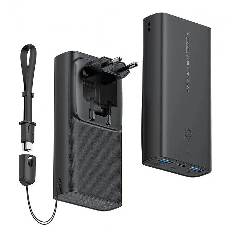 Повербанк Powerbank Veger ACE-100, 10000 mAh со встроенной EU-вилкой - фото 3