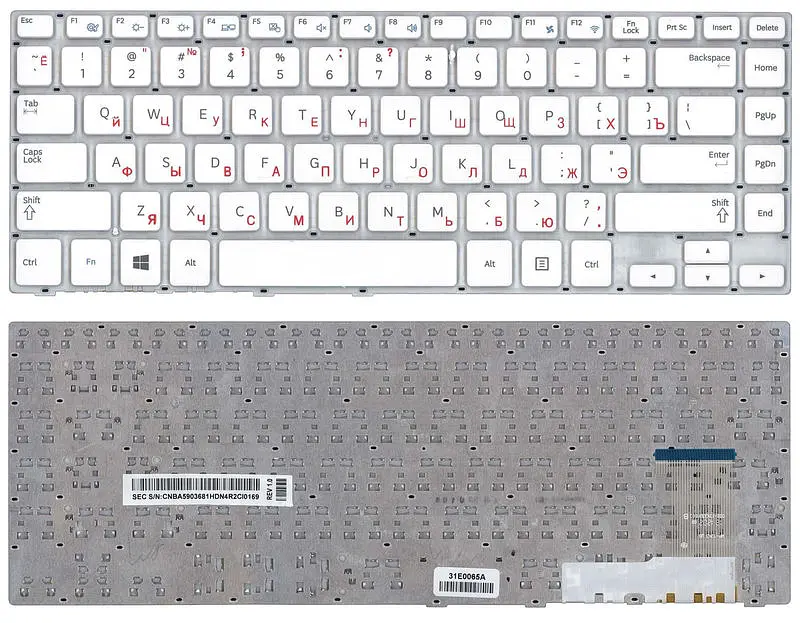 Клавіатура для ноутбука Samsung (470R4E, BA59-03680A) White, (No Frame) - фото 3