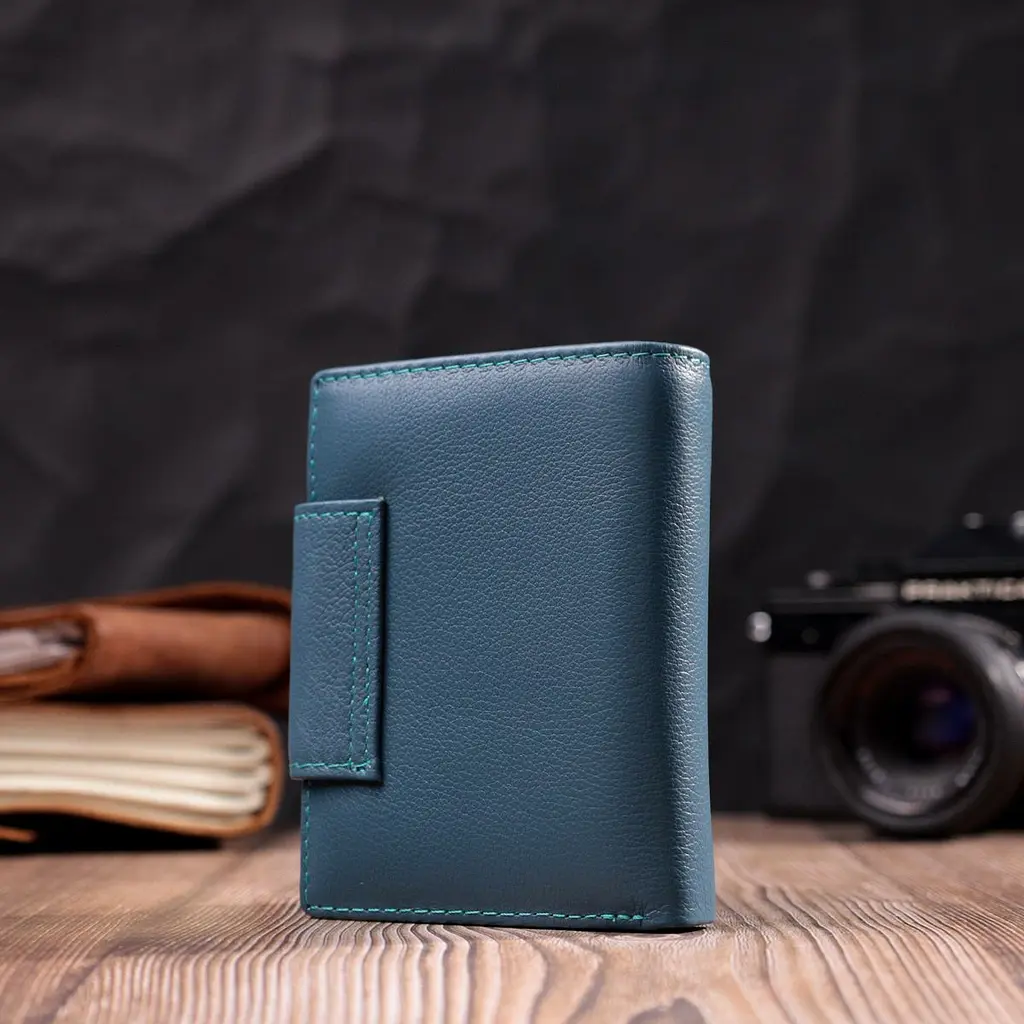Жіноче портмоне з оригінальною монетницею з натуральної шкіри ST Leather 19450 бірюзовий - фото 8