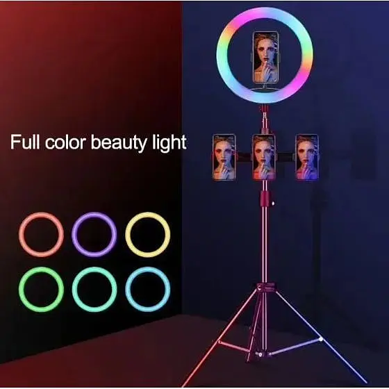 Кільцева лампа світлодіодна MJ38 LED з пультом 38 см RGB  - фото 6