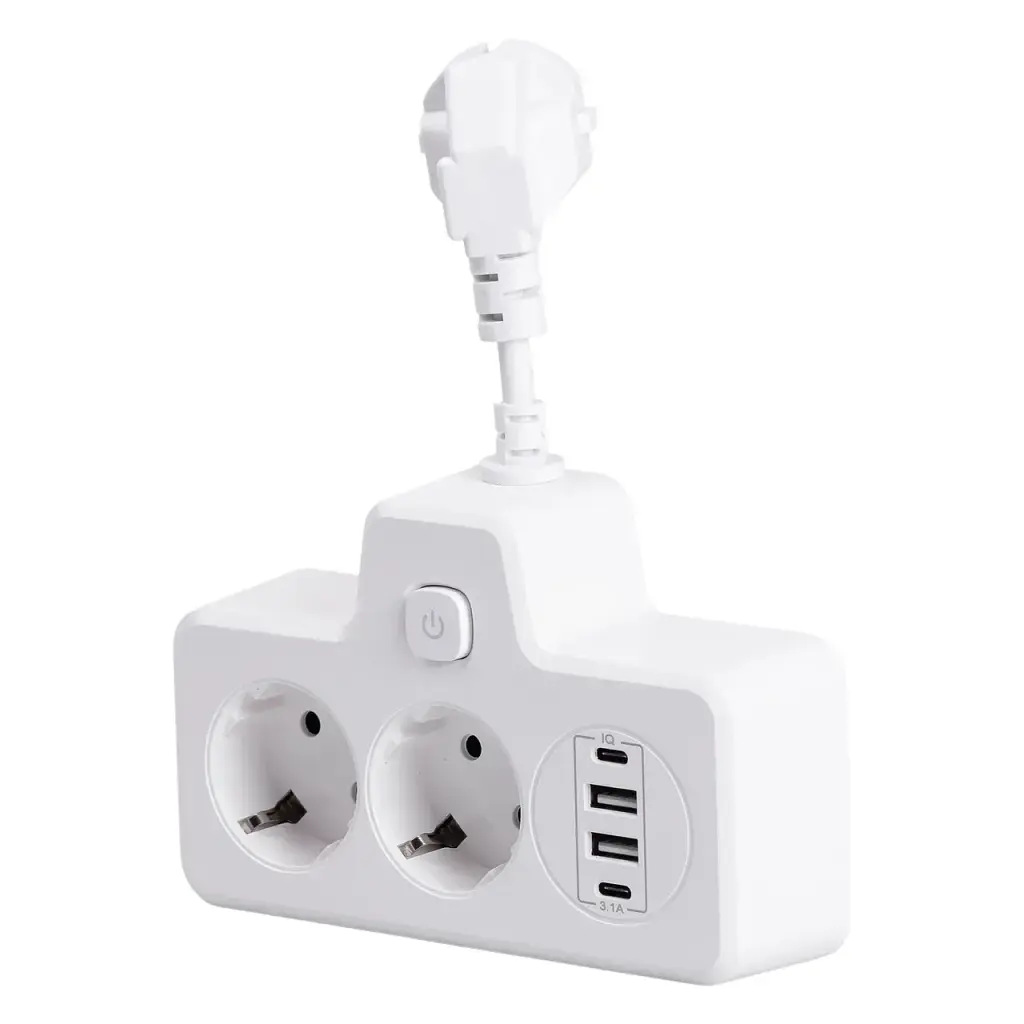 Сетевой фильтр-разветвитель Yiwu HP-5-17 SNAILS BKL-502 EU на 2 розетки LED 4 USB белый  - фото 3