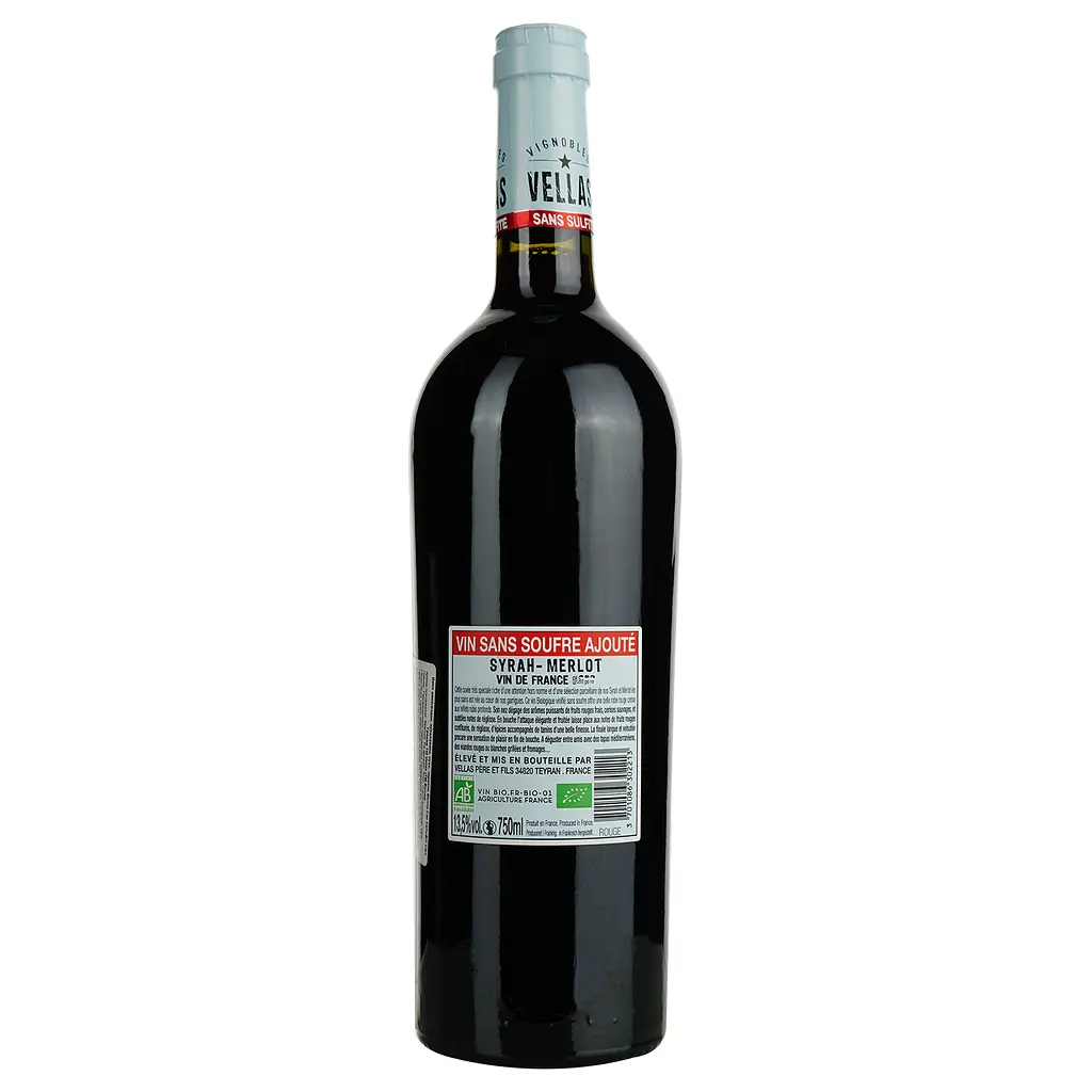Вино Vellas Sans Sulfite Syrah Grenache Bio Vin de France красное сухое 0.75 л - фото 4