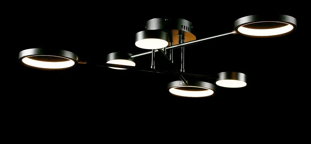 Світлодіодна люстра Splendid Ray L77020/3+3 LED (BLK), чорний, білий, 50 Вт, від 18-28 м² - фото 3