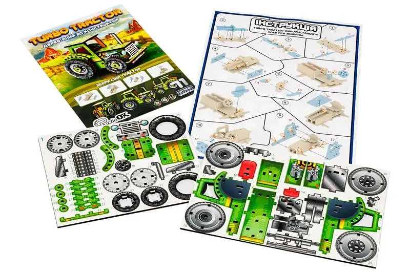 Конструктор дерев'яний Puz-00960 "Turbo Tractor" в кульку PuzzleOK - фото 5