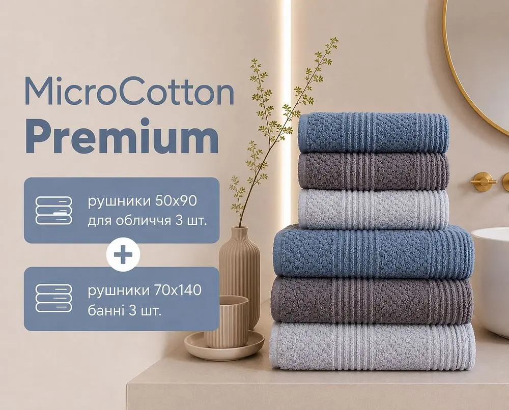 Набір турецьких махрових рушників Cestepe MicroCotton Premium 3 штуки 50x90 + 3 штуки 70х140 Nesha щільність 600 г/м2 - фото 2