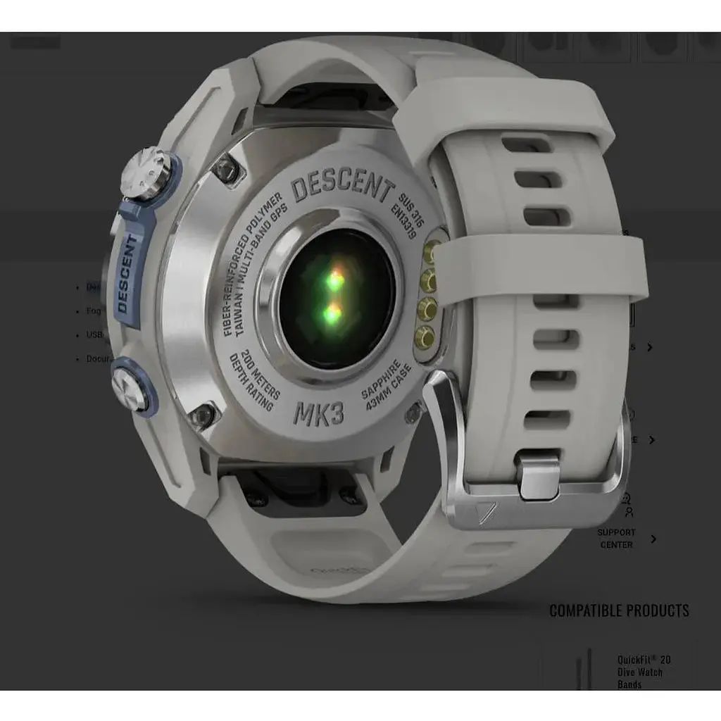 Смарт-годинник Garmin Descent Mk3 43 mm Stainless Steel with Fog Gray Silicone Band (010-02753-04/03 - фото 8