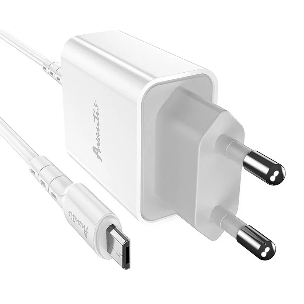 Мережевий зарядний пристрій Avantis A825 (1USB/2.1A) + USB кабель Micro- білий - фото 2