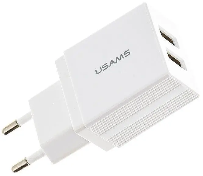 Сітчасте зарядне пристрій Usams T24 (US-CC090) double USB 2.1A Білий