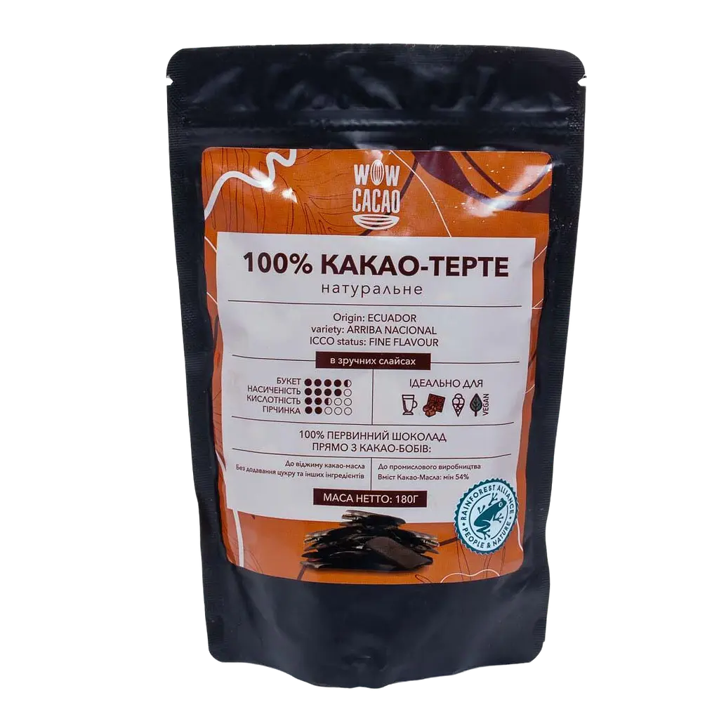 Какао WOW CACAO тертое в слайсах, 180 г