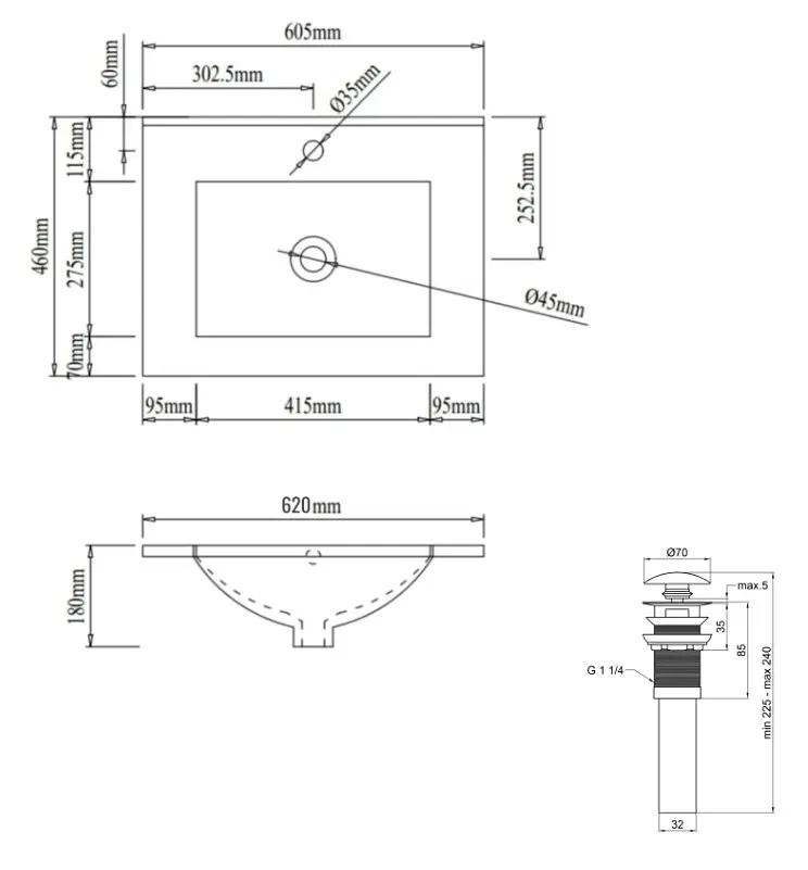 Раковина врезная мебельная Qtap Albatross 620x460x180 White с донным клапаном QT01113060CW148473 - фото 6
