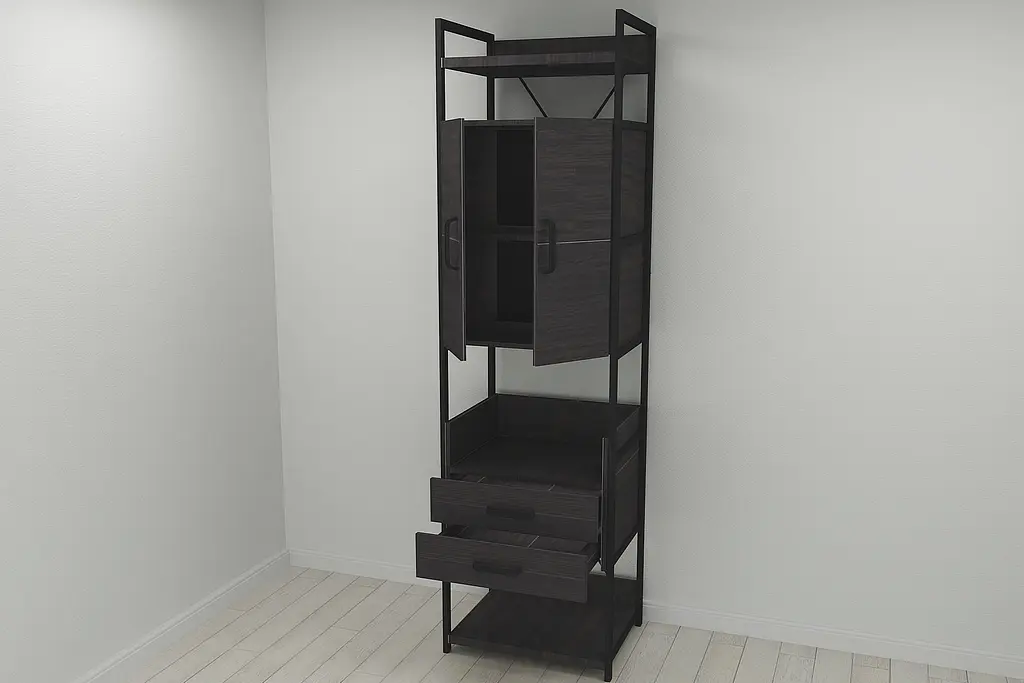 Шафа Гардероб Уні секція 5 серії Конект Ferrum-decor 220x60x50см Чорний метал ДСП Венге Магія 32 мм (FRD-104512) - фото 9