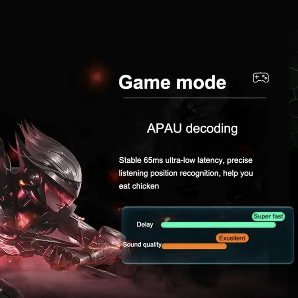 Беспроводные игровые Bluetooth наушники TWS K53 с зарядным кейсом и индикатором заряда Чёрный - фото 6