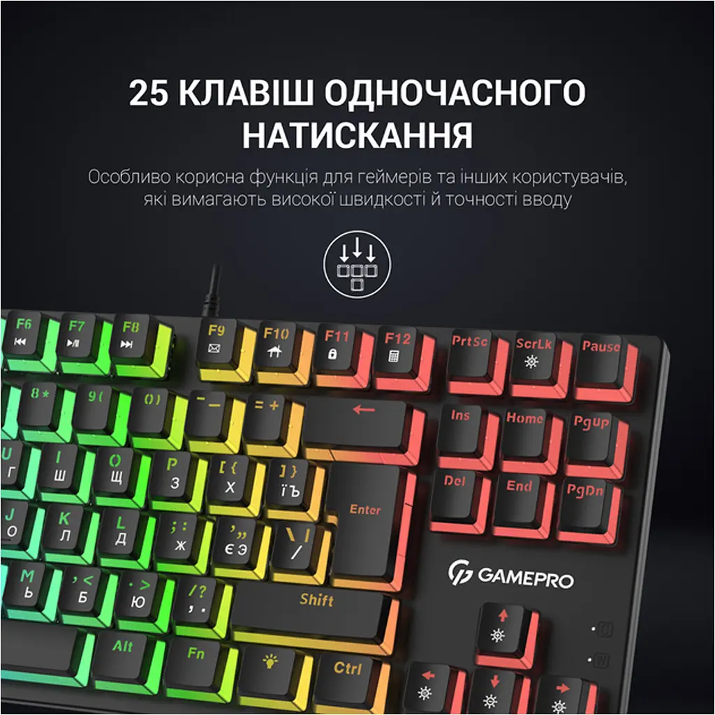 Клавиатура GamePro MK80R Red Switch RGB USB Black [111028] - фото 4