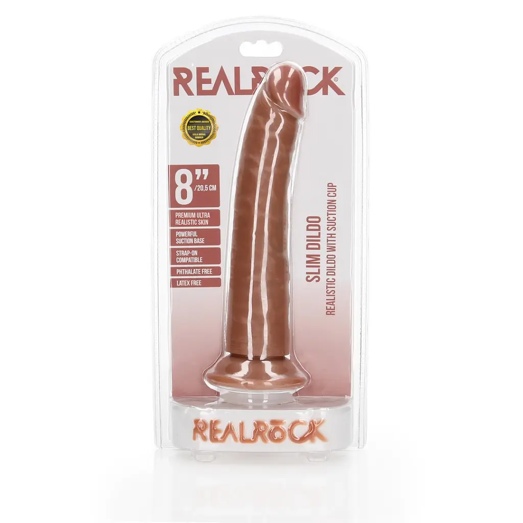 Фалоімітатор RealRock Slim Realistic 8" 22.5 см (тілесний) - фото 11