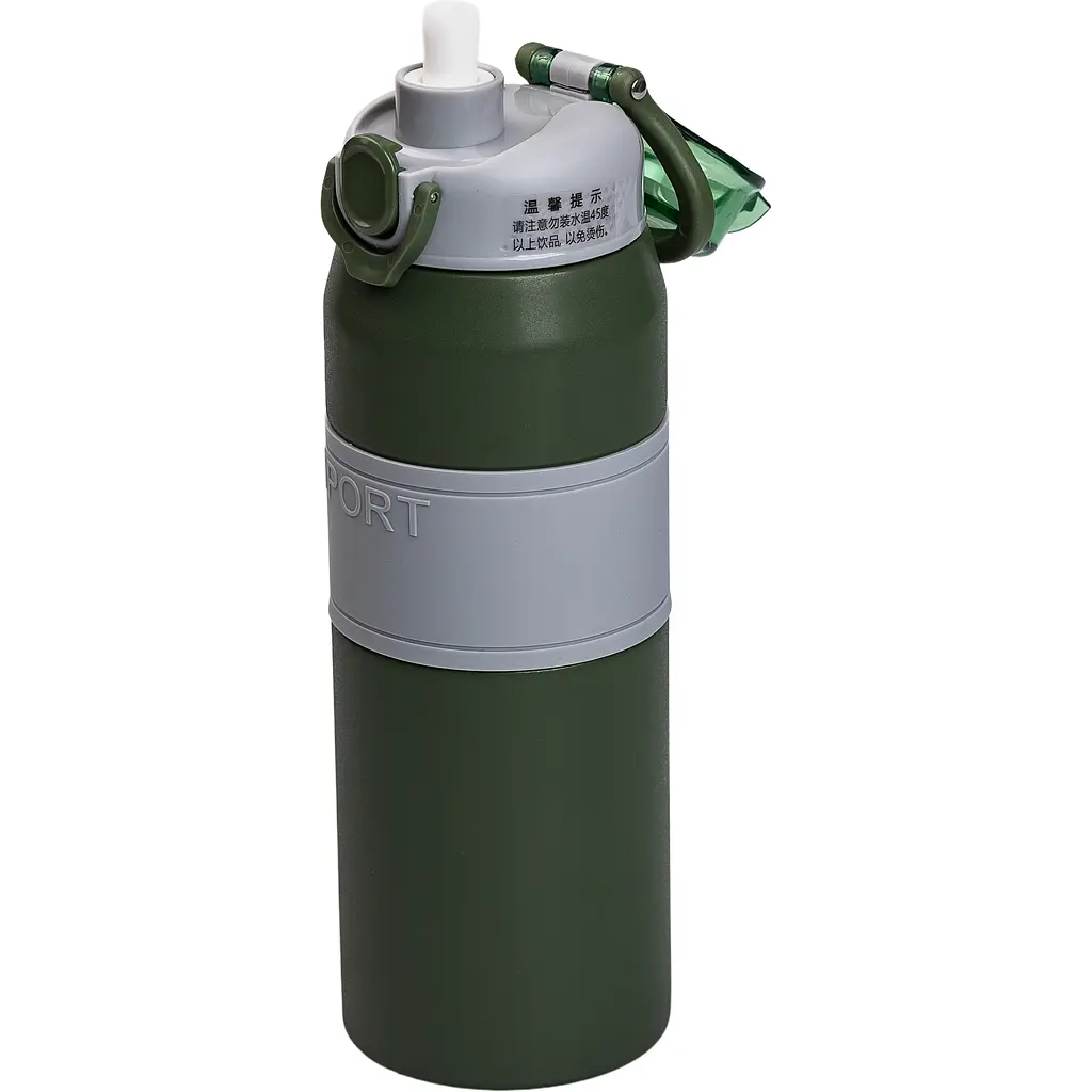 Термос Sport 800 мл з мундштуком і ручкою, зелений Yiwu HP-14-6GR - фото 3