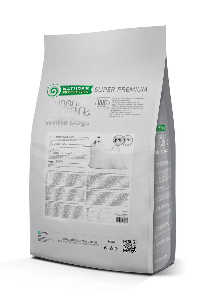 Сухий беззерновий корм для білих собак малих порід з оселедцем Nature's Protection Superior Care White Dogs, 1.5 кг - фото 3