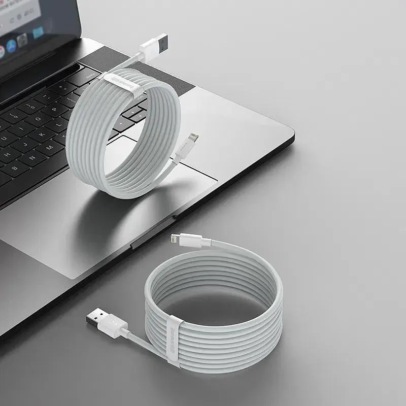 Кабель Baseus Simple Wisdom Cable USB to Lightning 2.4A 1.5m Kit 2PCS TZCALZJ-02 White - фото 2