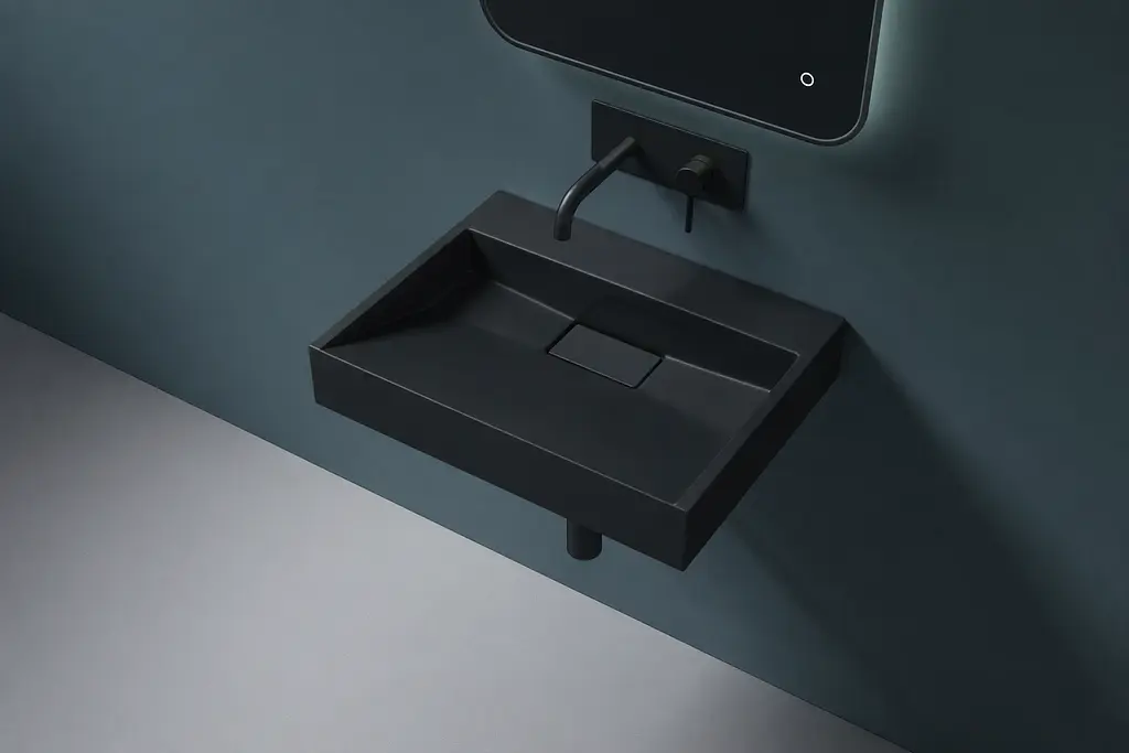 Умивальник VBI Este підвісний без отвору під змішувач 50x38 см black VBI-019904 - фото 6