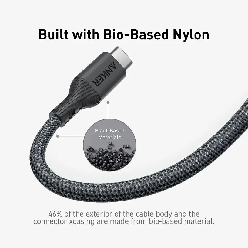 Кабель Anker 544 USB-C to USB-C - 0.9m 140W Bio-Nylon Black (6989635) - фото 6