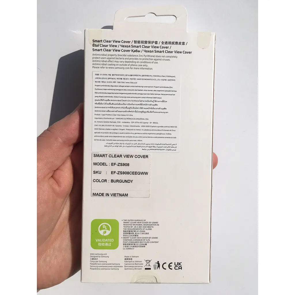 Оригінальний чохол-книжка Samsung Smart Clear View Cover для Galaxy S22 Ultra (S908) Burgundy EF-ZS908CEEGRU - фото 3