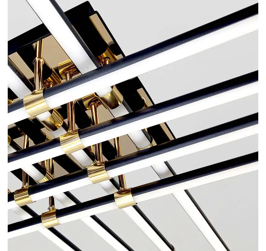 Велика чорно-золота стельова LED-люстра Artlight W182/8-1000 BK+GD із вісьмома перехресними лініями - фото 4