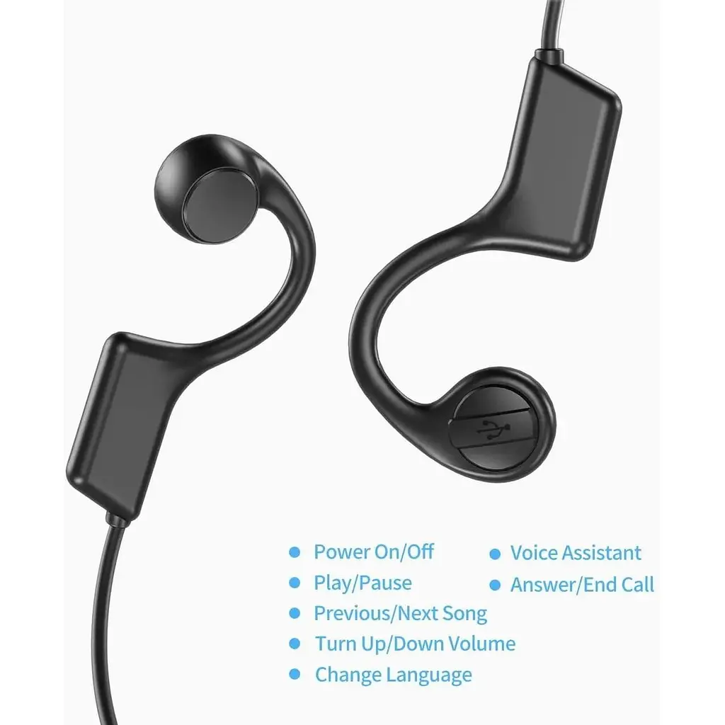 Бездротові навушники BeTIM Bone Bluetooth водонепроникні чорні  - фото 2