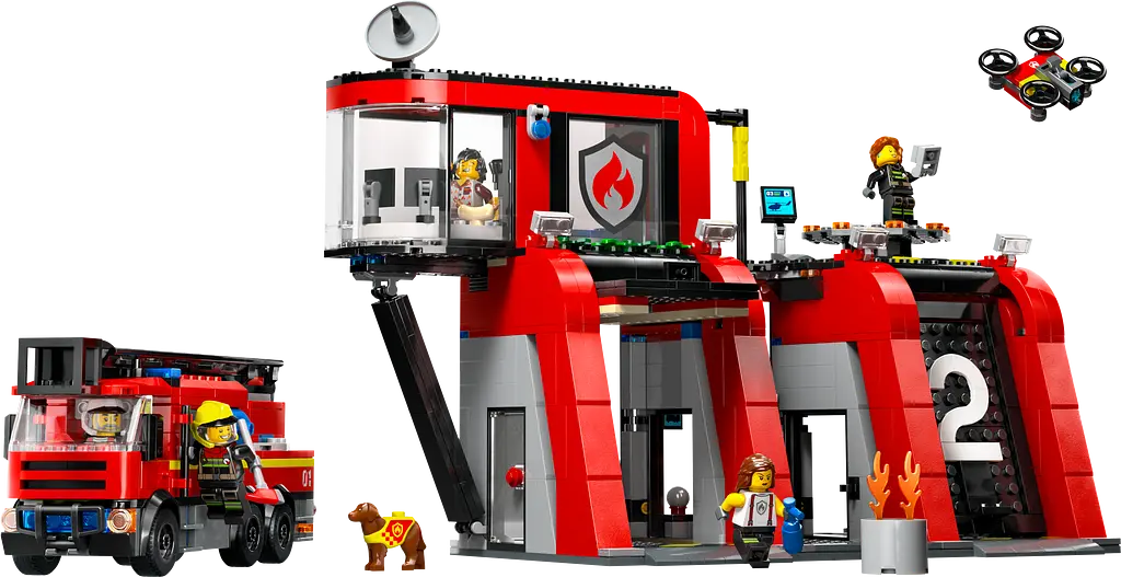 Конструктор LEGO City Пожежне депо з пожежною машиною 843 деталі (60414) - фото 2