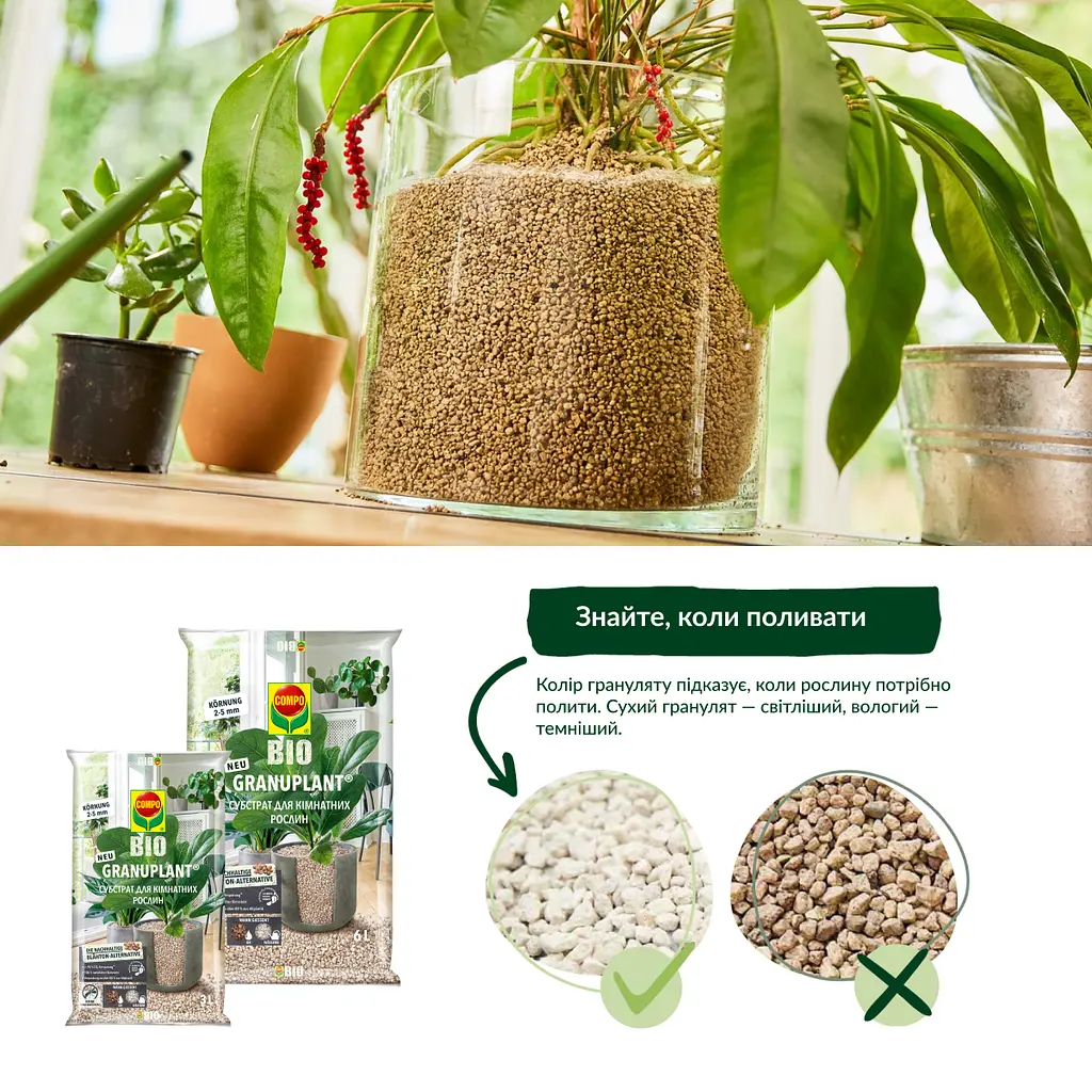 Субстрат Compo Bio Granuplant для кімнатних рослин 6 л (8818) - фото 2