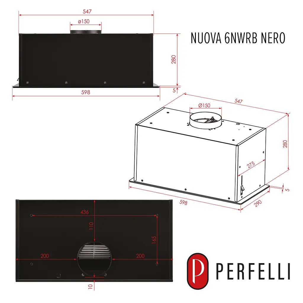 Витяжка повновбудована PERFELLI NUOVA 6NWRB NERO - фото 20