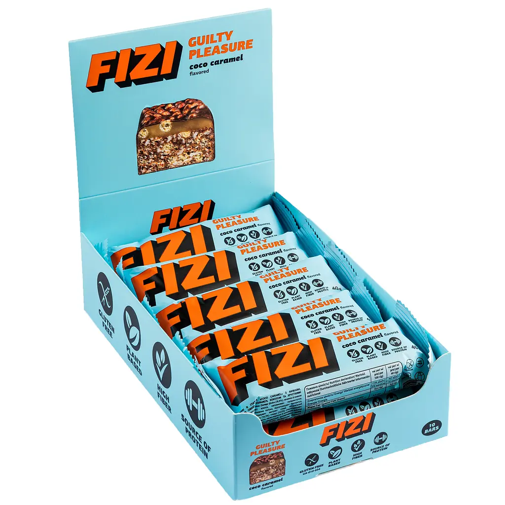 Батончик шоколадний Fizi Guilty Pleasure Coco Caramel 40 г х 10 шт. шоу-бокс - фото 6
