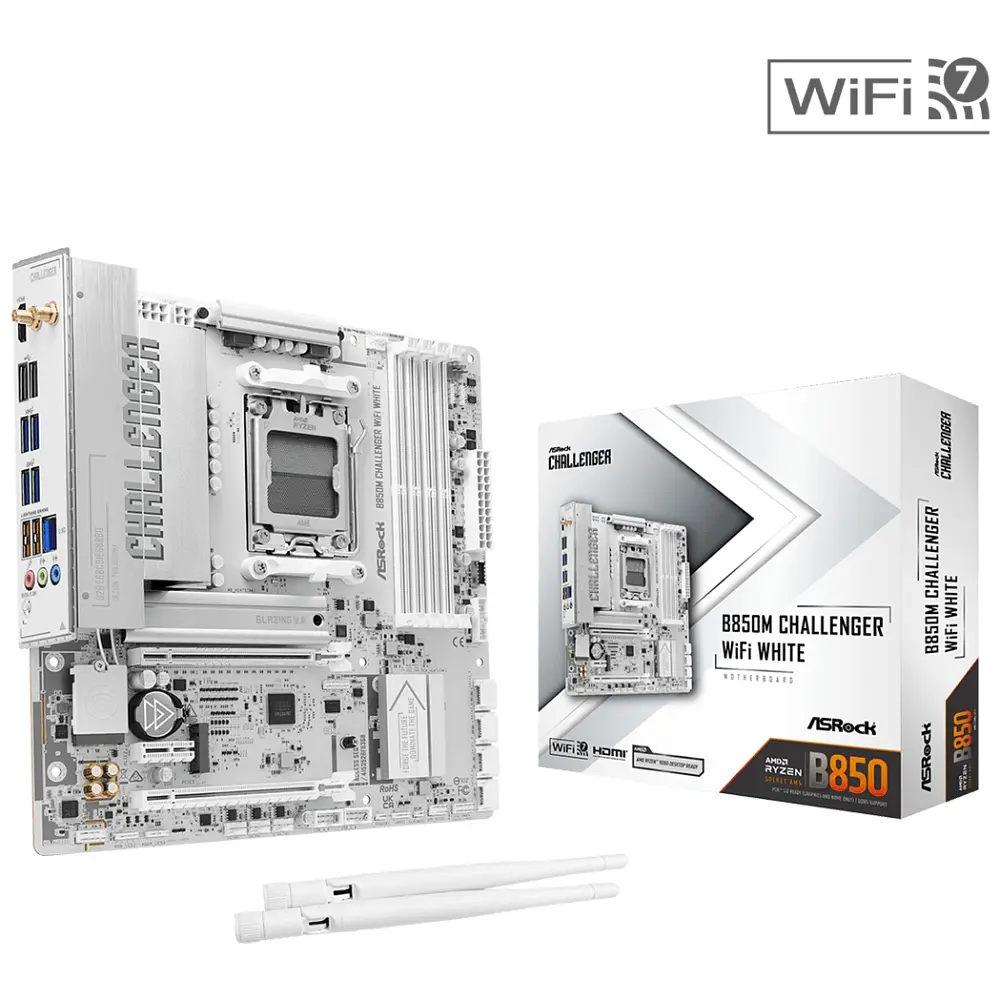 ASRock B850M CHALLENGER WIFI WHITE (AM5/B850, 4*DDR5, 2xPCIex16, HDMI, 4xSATA,2xM.2, 2.5GLan, mATX) - фото 4