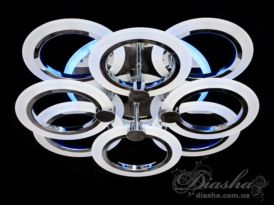 Люстра стельова LED Diasha A8022/4+4HR, 110W, 3200K-6000K, хром, сучасний стиль для дому - фото 5