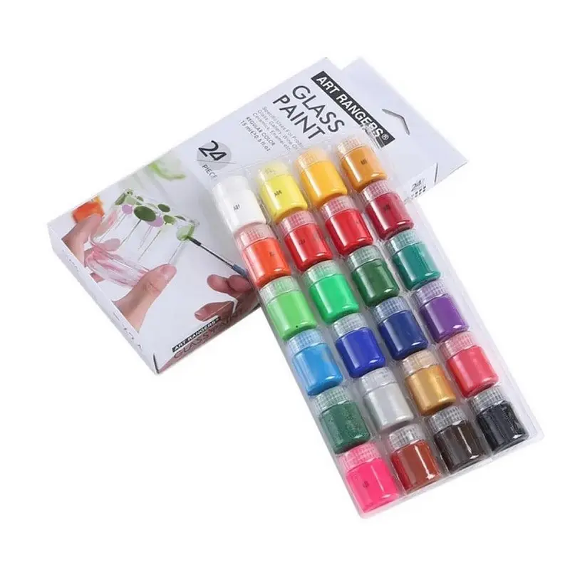 Набір фарб для скла Art Station GAS2415, 15 мл, 24 кольори, 3 пензлика - фото 2