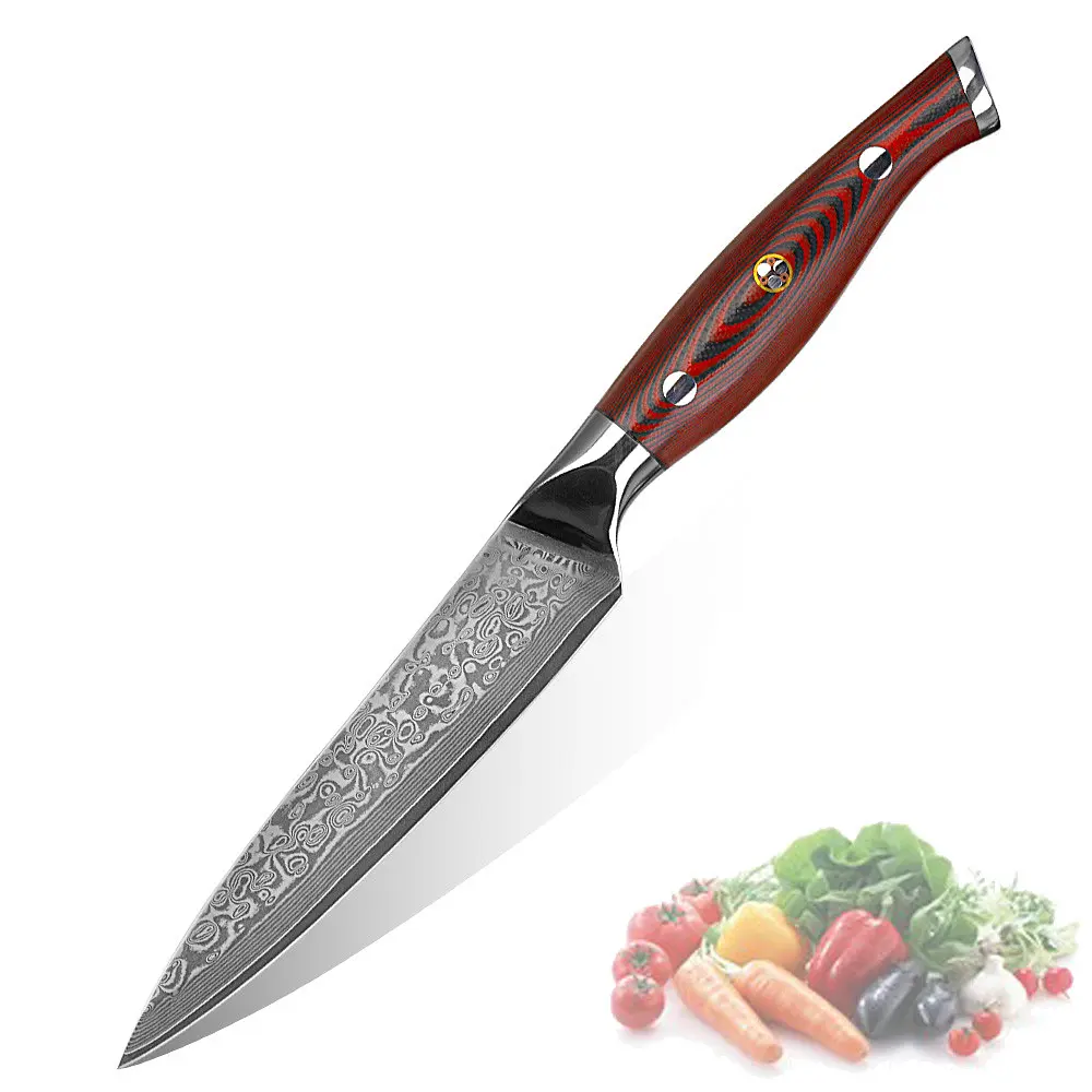 Ніж універсальний Damascus DK-FK 1007 VG-10 дамаська сталь 67 шарів лезо 12 см - фото 2