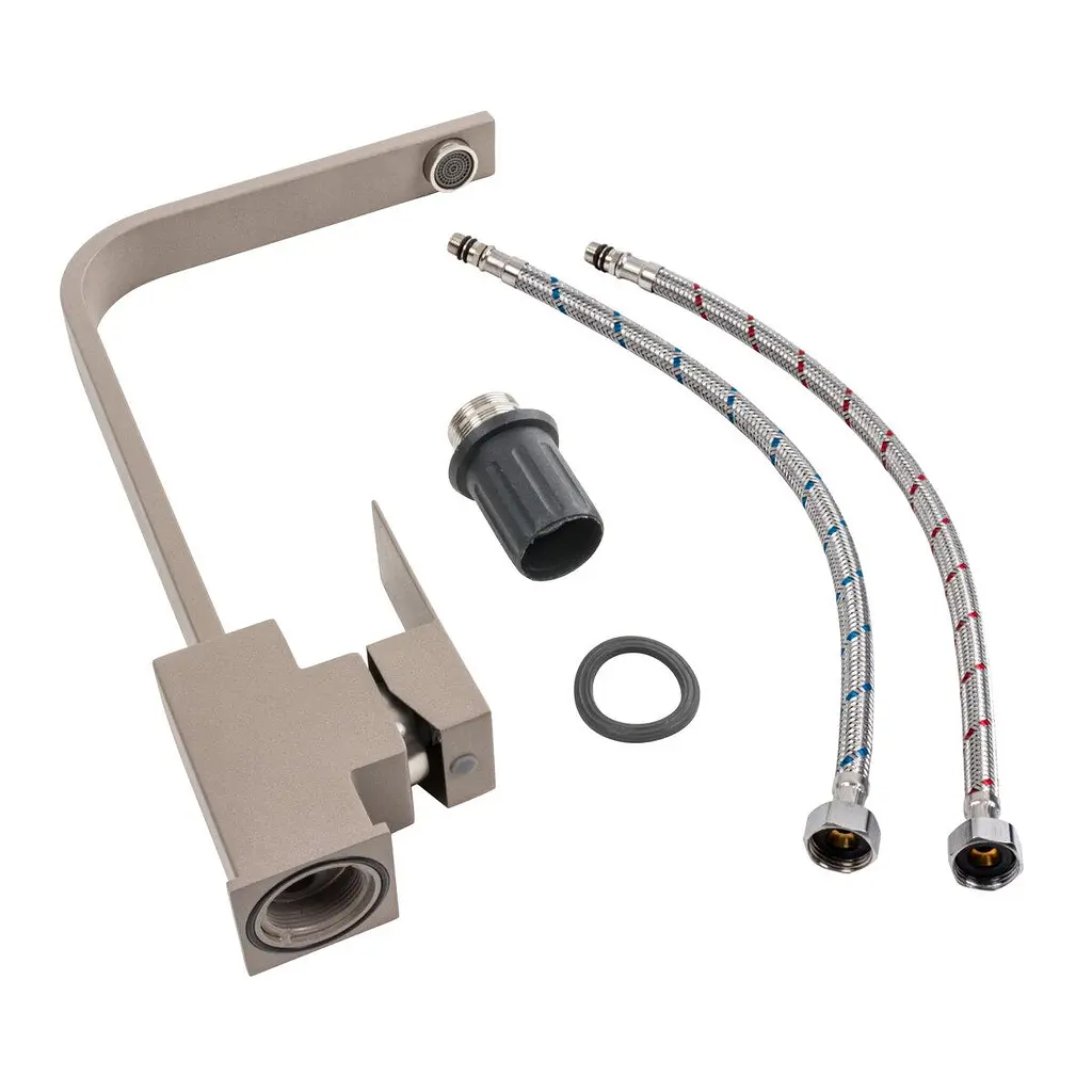 Змішувач кухонний Platinum 179 NES (3007) поворотний одноважільний з нержавіючої сталі дюна (SP000041061) - фото 2