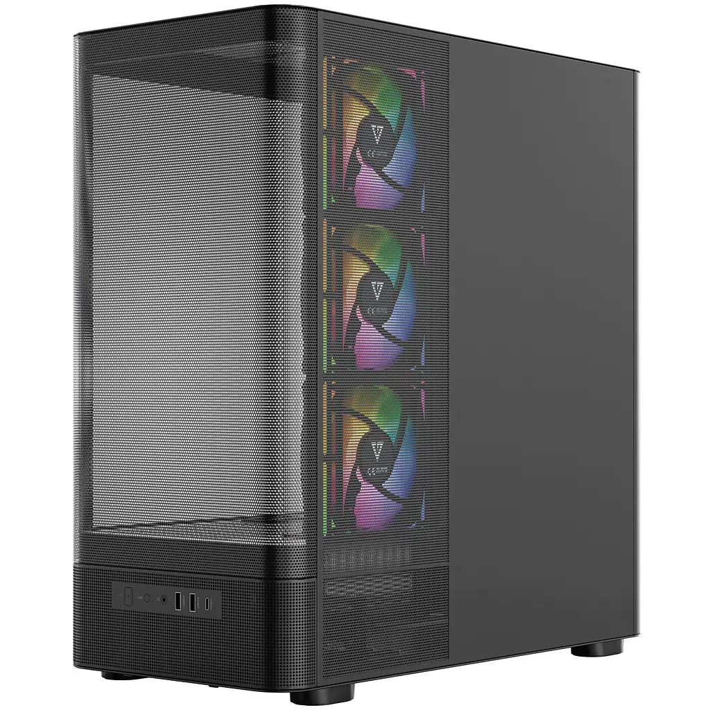 Корпус ModeCom VOLCANO AQ400 ARGB MIDI SIDE LCD 6,2” 4x120mm fans BLACK без БЖ ATX - фото 3