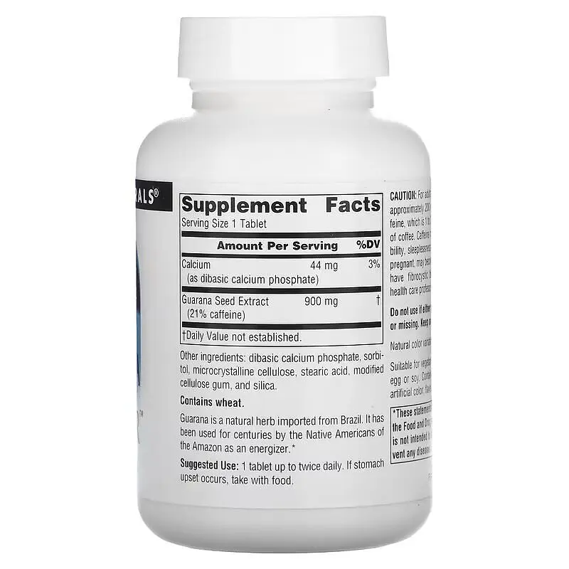 Предтренировочный комплекс Source Naturals Guarana Energizer 900 mg, 60 таблеток - фото 2