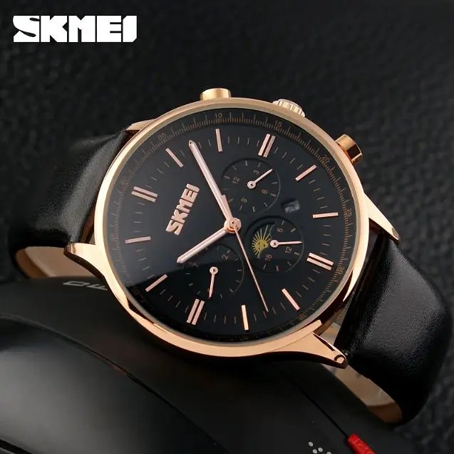Чоловічий годинник Skmei 9117 Gold Brown класичні - фото 4