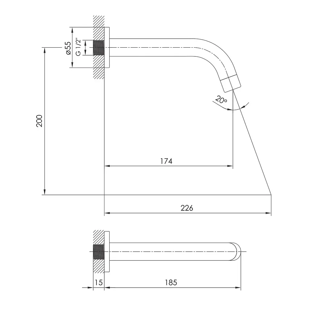 Вилив для ванни Imprese Brenta ZMK091908300 графітовий хром - фото 2