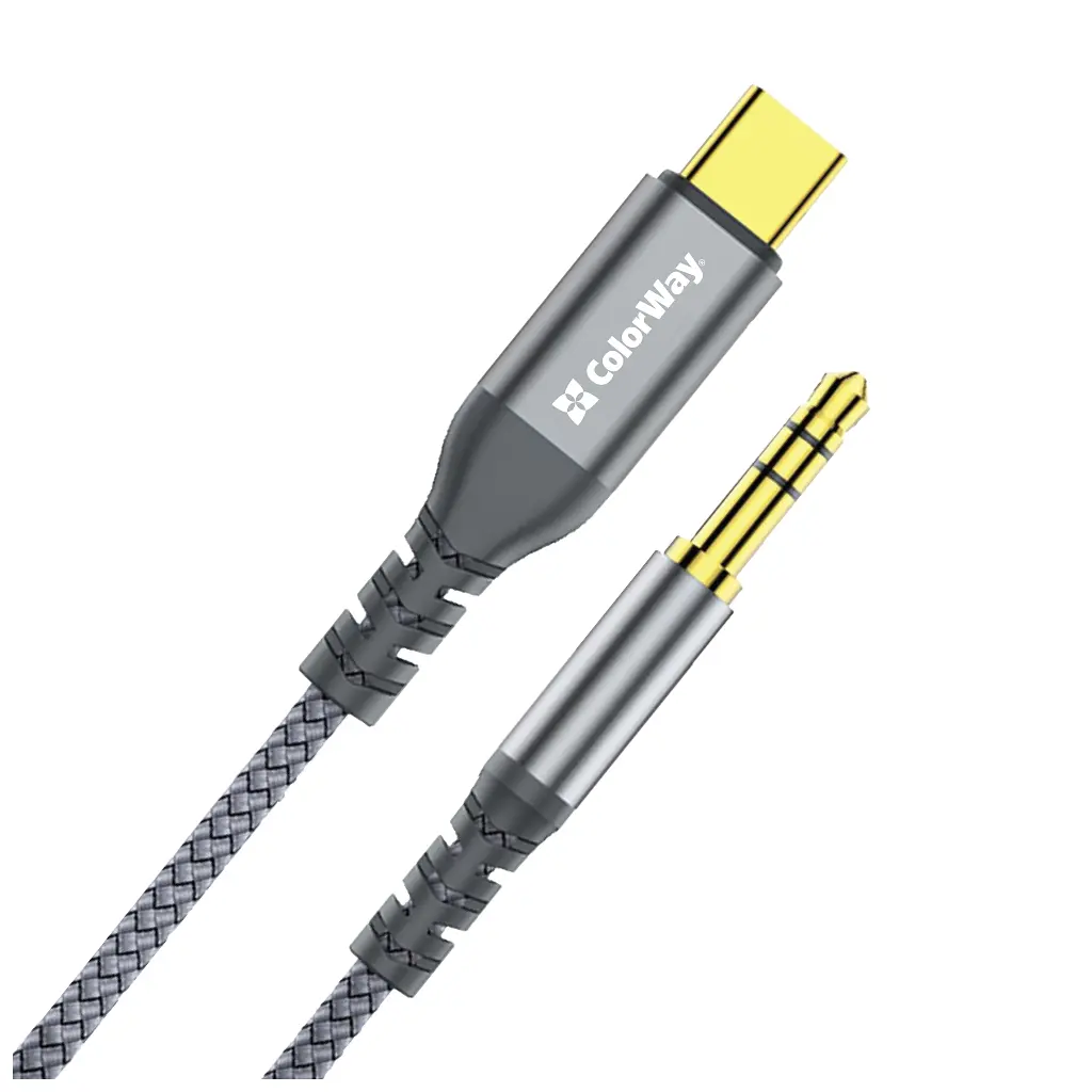 Кабель мультимедійний USB-C to 3.5mm M 1.2m gray ColorWay (CW-CBPDJ071-G) - фото 5
