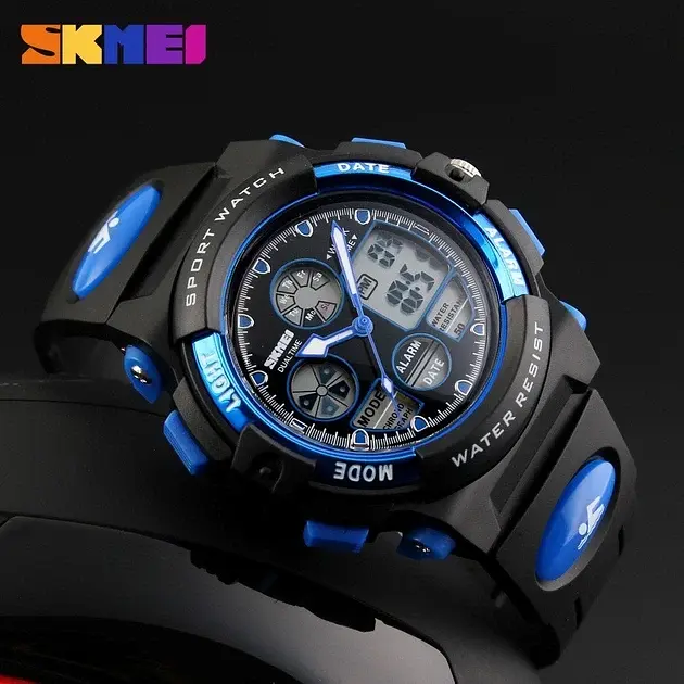 Детские наручные часы Skmei 1163 черные с синим - фото 3