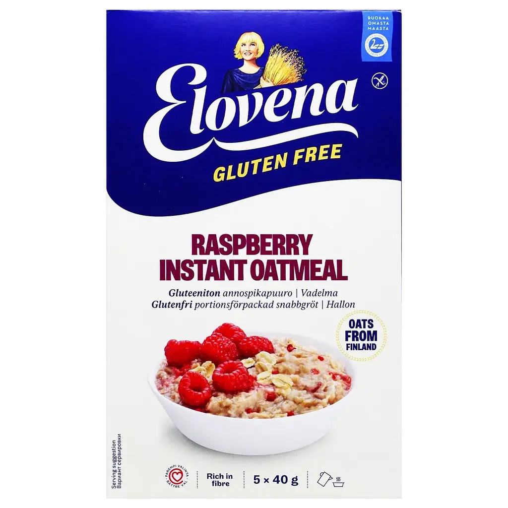 Каша вівсяна Elovena Gluten Free Raspberry instant oatmeal з малиною без глютену 200 г - фото 2