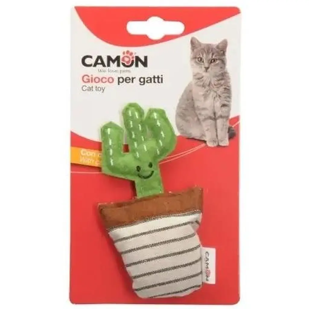 Игрушка для кошек Camon Кактус в вазоне с кошачьей мятой 12 см в ассортименте - фото 3