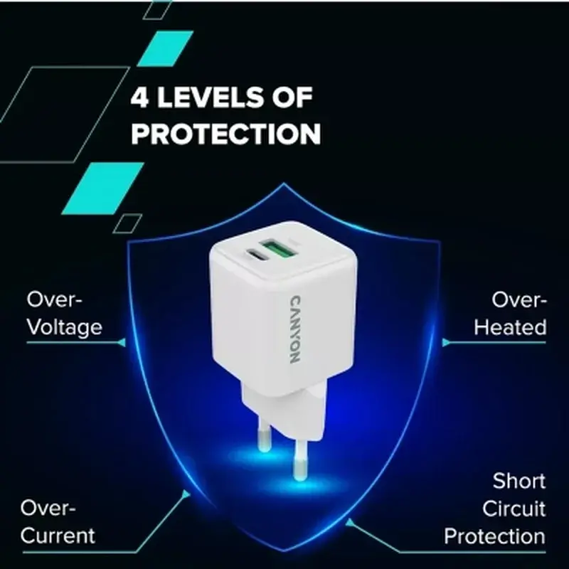 Зарядний пристрій Canyon CU20AC GaN 20W 1xPD 1xQC EU White (CNS-CUW20AC) - фото 8