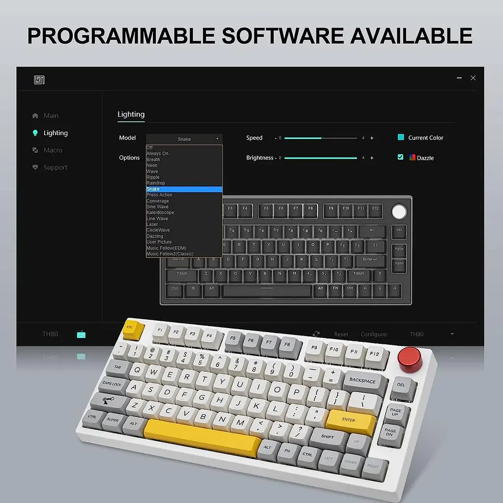 EPOMAKER TH80 Pro 75% гаряча заміна RGB 2.4 ГГц / Bluetooth 5.0 / дротова ігрова механічна клавіатура, з акумулятором ємністю 4000 - фото 4