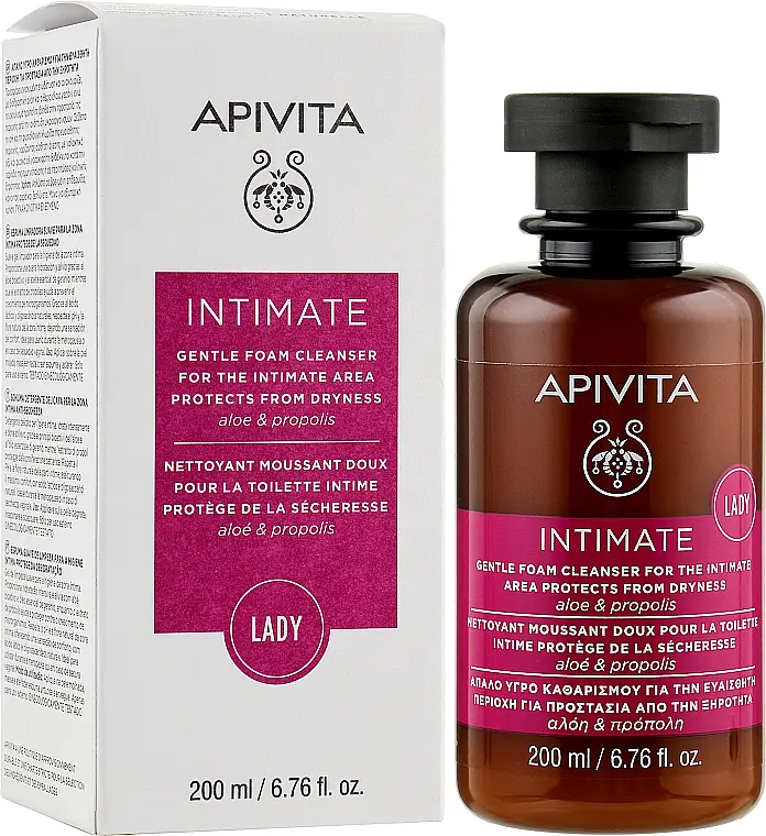 Очищувальна пінка для інтимної гігієни Apivita Intimate Захист від сухості з прополісом та алое 200 мл - фото 2