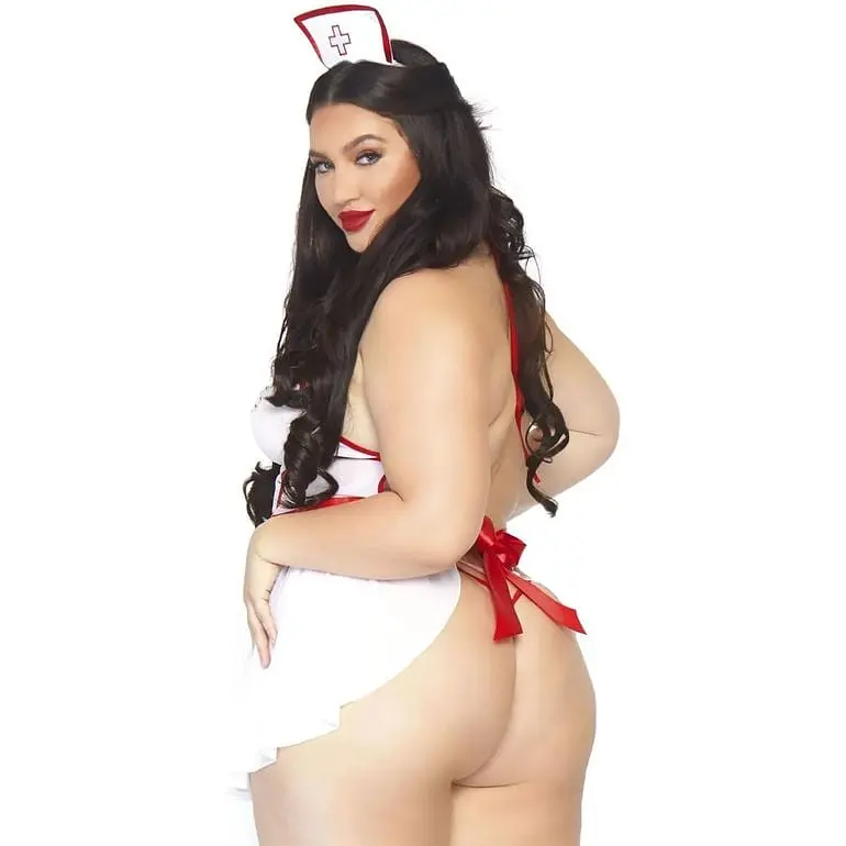 Эротический костюм Leg Avenue Roleplay Nightshift Nurse + 1X-2X White/Red One size - фото 2