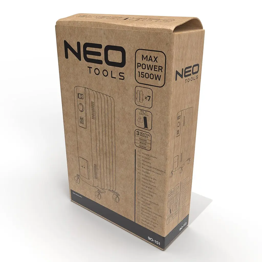 Масляний обігрівач Neo Tools 1500 Вт, площа обогріву 20 кв.м., підлоговий, білий (90-151) - фото 7