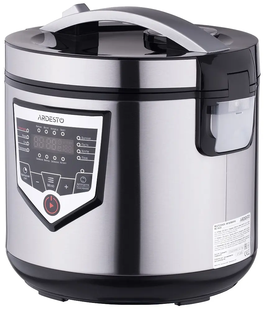 Мультиварка Ardesto MC-X16X, Inox, 860W, 4л, 16 програм, LED-дисплей, електронне керування, антипригарне керамічне покриття чаші, програма Твій рецепт, книга рецептів, ополоник, друшляк - фото 2