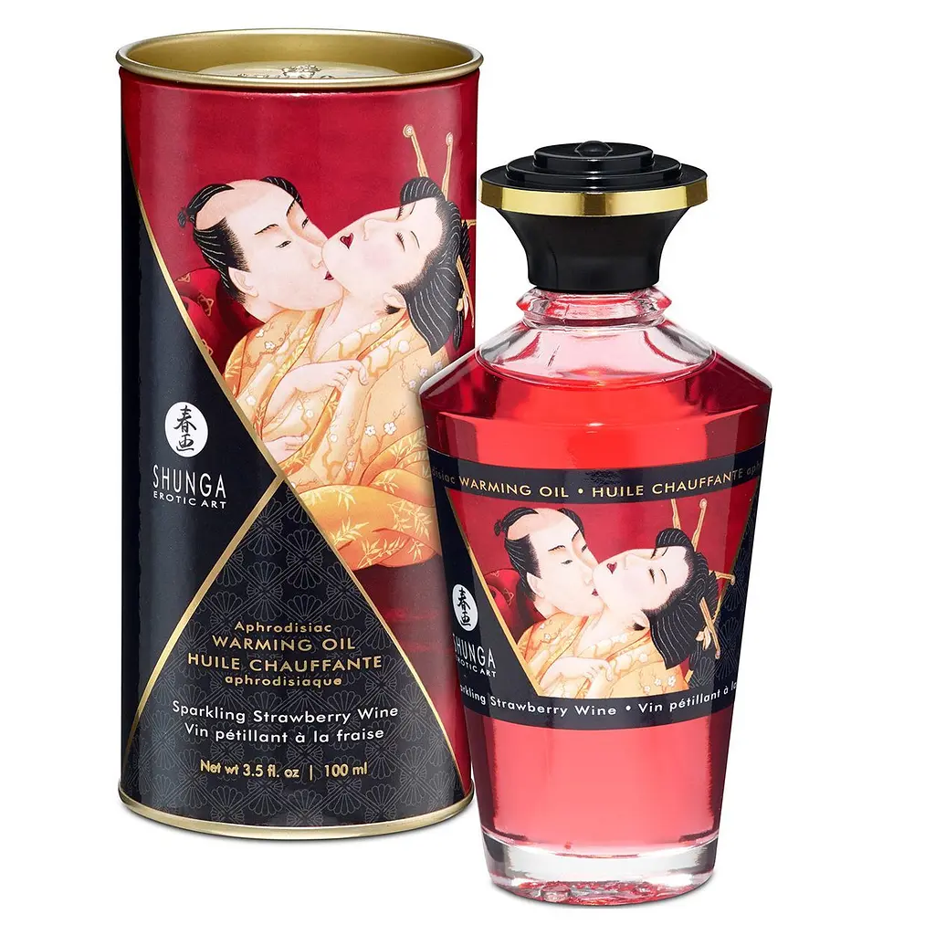 Збуджувальна масажна олія Shunga Aphrodisiac Warming Oil, 100 мл (полуниця і шампанське) - фото 2